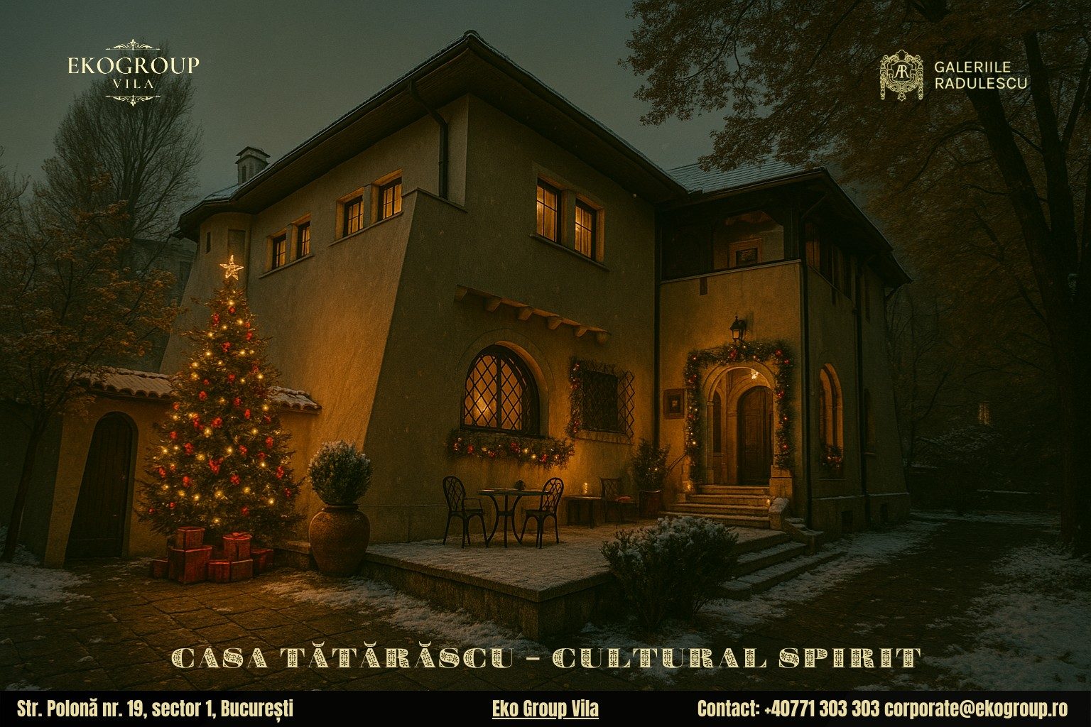 Poveste de Crăciun în spiritul anilor ’30: o atmosferă unică la fosta Casă Tătărăscu transformată în Eko Group Vila